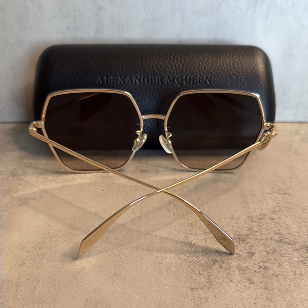 Alexander McQueen Gold Sunglasses - Picture 3 of 6